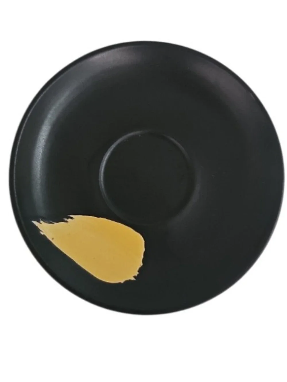 Hand Painted Black Espresso Cup Saucer Set 2 Modern Artisan Pottery Demitasse
